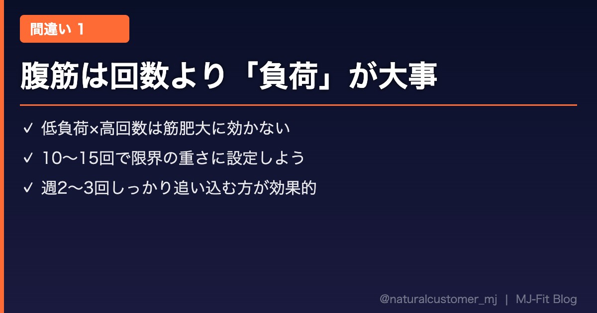 腹筋は回数より負荷が大事