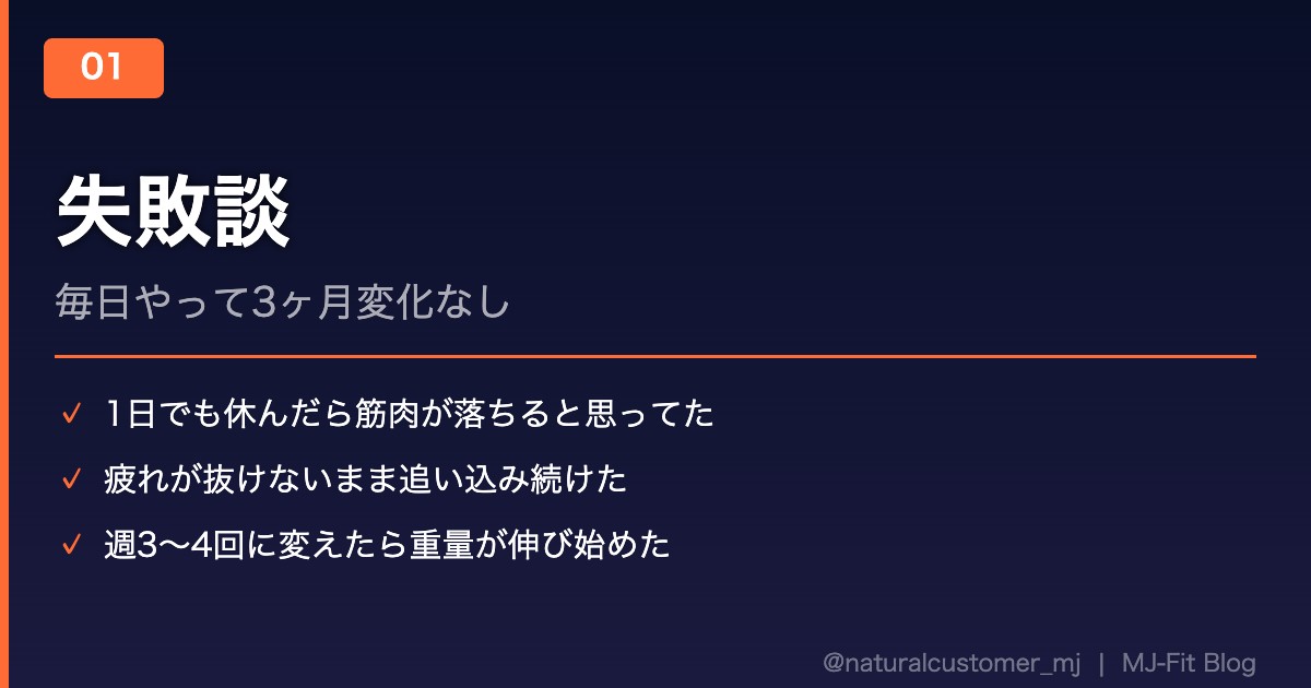 失敗談:毎日筋トレして3ヶ月変化なし